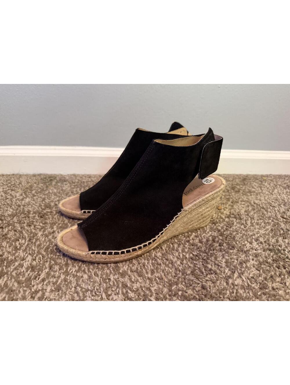 New Maypol Black Suede Wedges Women’s 10
